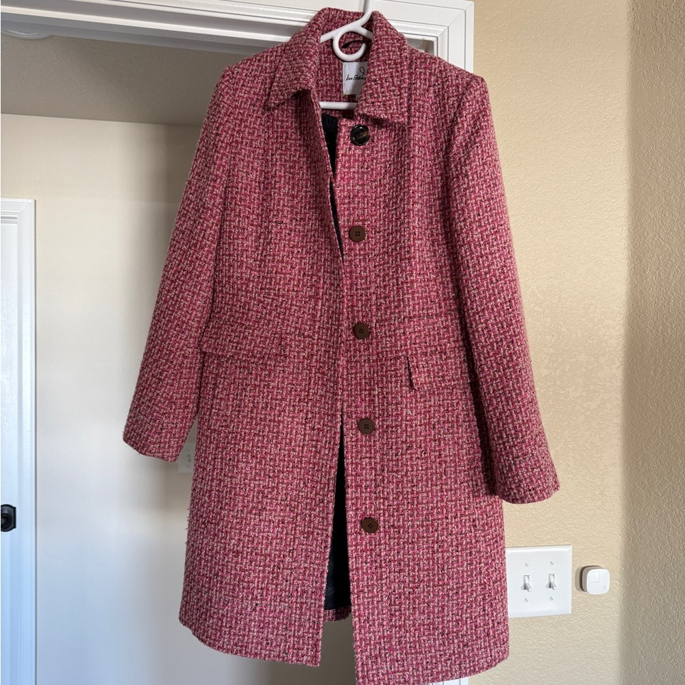 Sam Edelman Women’s Longline Pink Tweed Coat Size 6